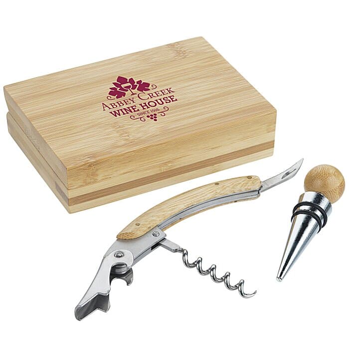 2-Piece Bamboo Wine Tool Set