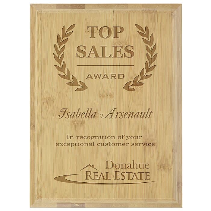 Prosperity Bamboo Plaque - 12 inches x 9 inches
