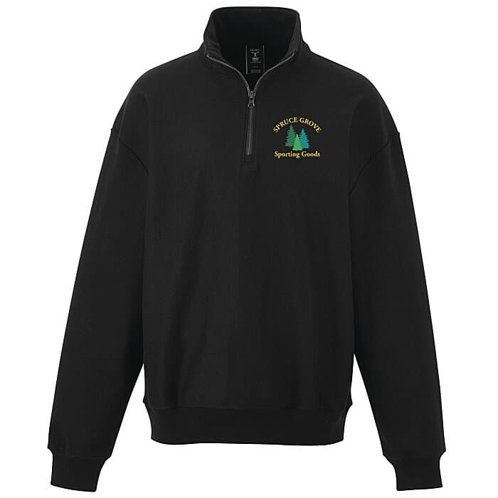 Hanes Beefy Sweats Premium Heavyweight 1/4-Zip Sweatshirt - Embroidered