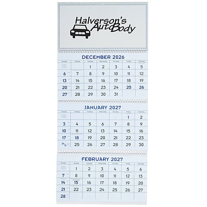 Commercial 14-Month Wall Calendar with 3-Month View