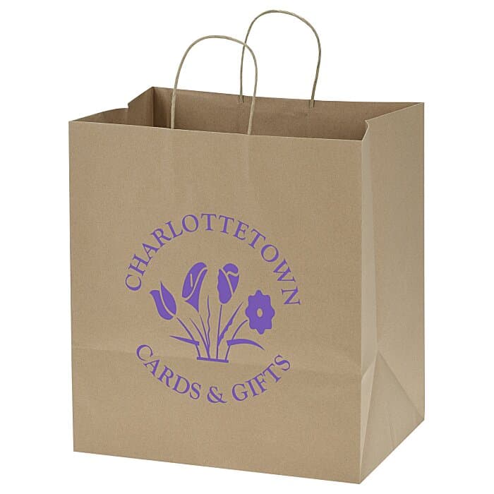 Kraft Paper Brown Shopping Bag - 15 1/2 inches x 14 inches