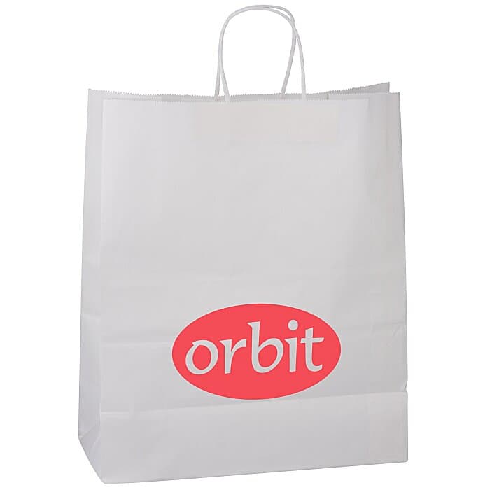 Kraft Paper White Shopping Bag - 15 inches x 13 inches
