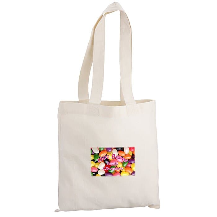 Cotton Sheeting Natural Economy Tote - 12 1/2 inches x 12 inches - Full Color