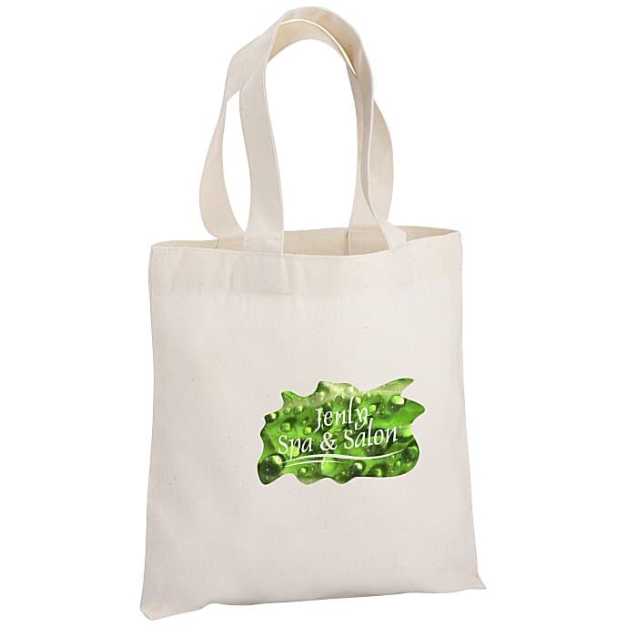 Cotton Sheeting Natural Economy Tote - 9 1/2 inches x 9 inches - Full Color