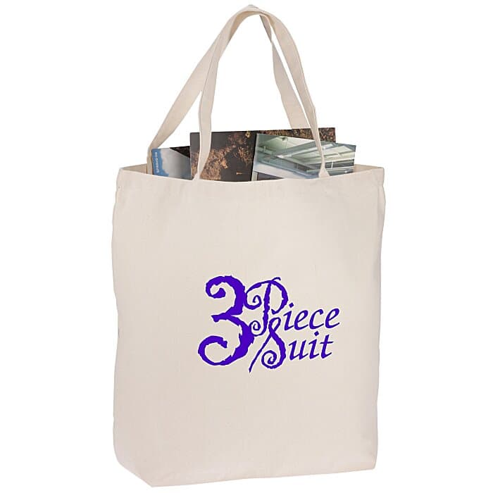 Oversized 12-oz Cotton Canvas Tote Bag - Natural