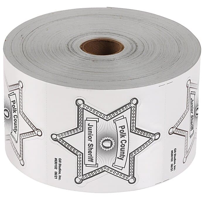 Lapel Sticker by the Roll - Sheriff Badge