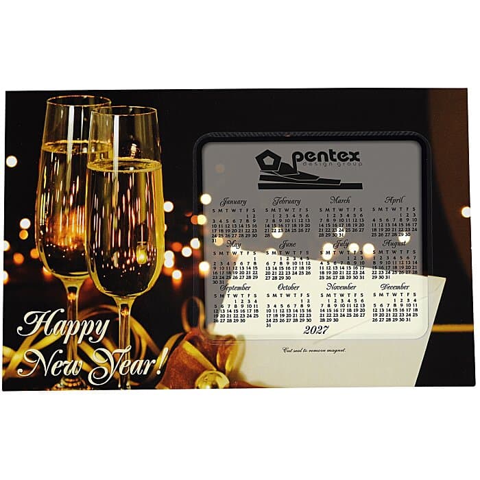 Greeting Card with Magnetic Calendar - Champagne