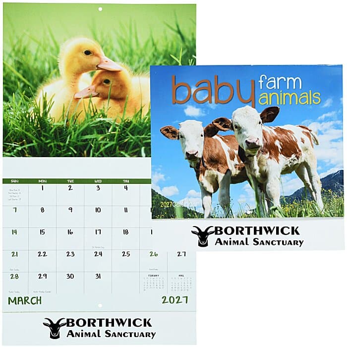 Baby Farm Animals Calendar - Stapled