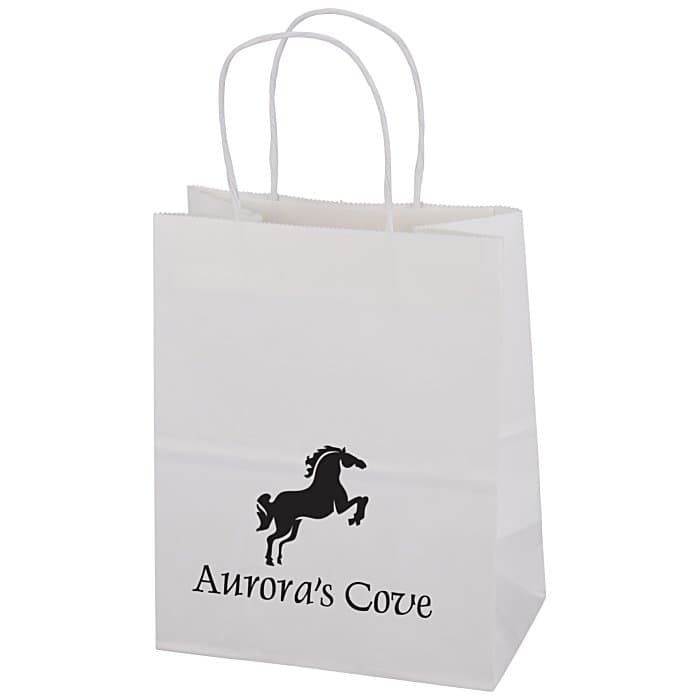 Kraft Paper White Shopping Bag - 10 3/4 inches x 8 inches