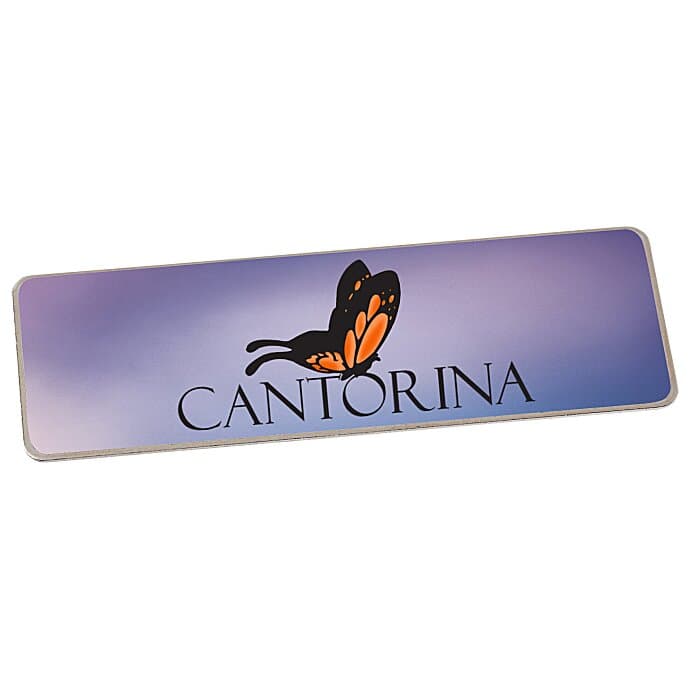 Metal Name Badge - Rectangle - 1 inch x 3 inches - Magnetic Back