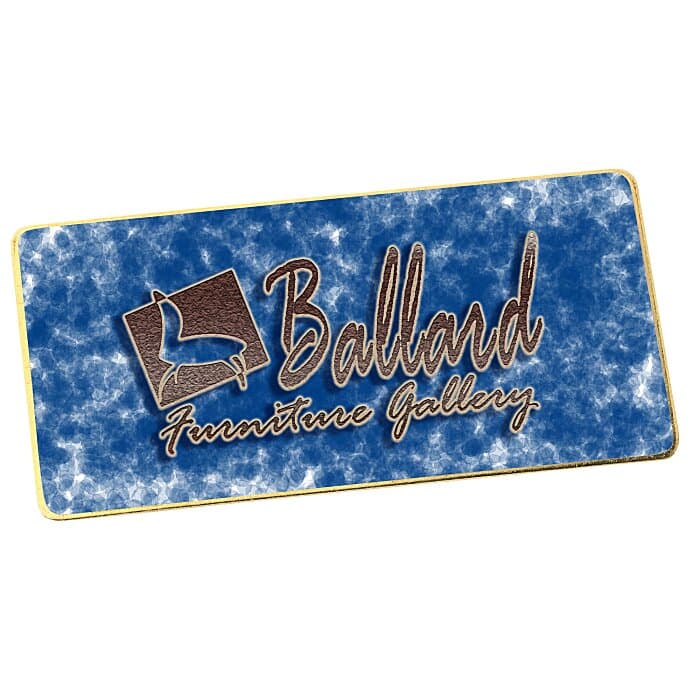 Metal Name Badge - Rectangle - 1 1/2 inches x 3 inches - Magnetic Back