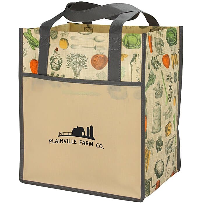 Matte Laminated Vintage Design Grocery Tote