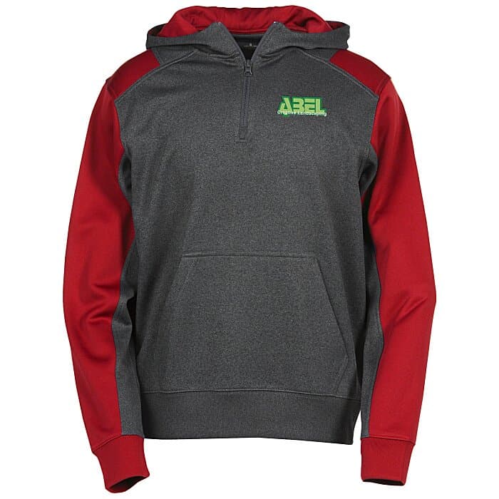 Colorblock Performance Heather Fleece 1/4-Zip Hoodie - Embroidered