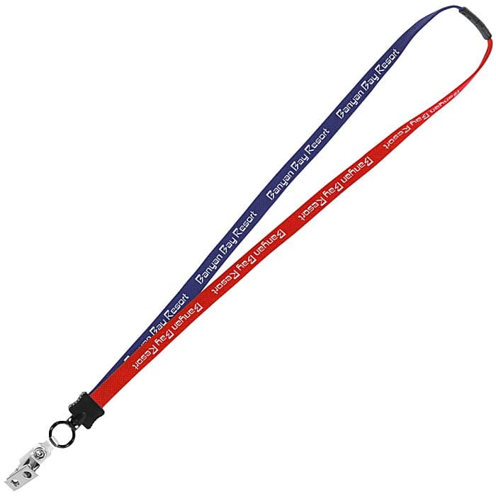 Two-Tone Cotton Lanyard - 5/8 inches - Snap with Metal Bulldog Clip