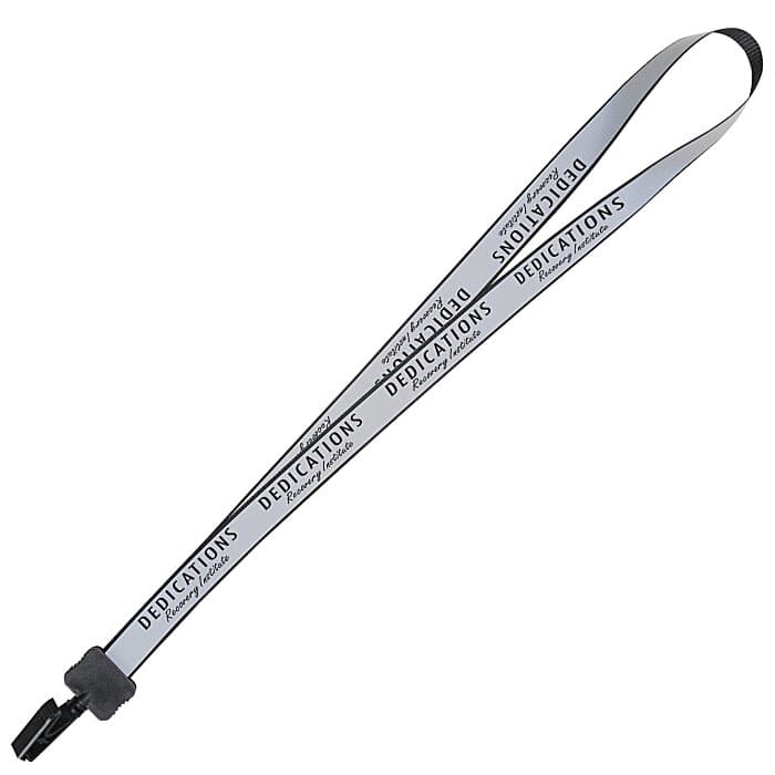 Reflective Lanyard - 3/4 inch - 34 inches - Plastic Bulldog Clip