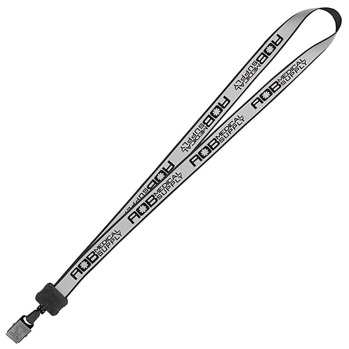 Reflective Lanyard - 3/4 inch - 34 inches - Large Metal Bulldog Clip