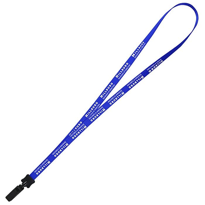 Smooth Nylon Lanyard - 1/2 inch - 34 inches - Plastic Bulldog Clip