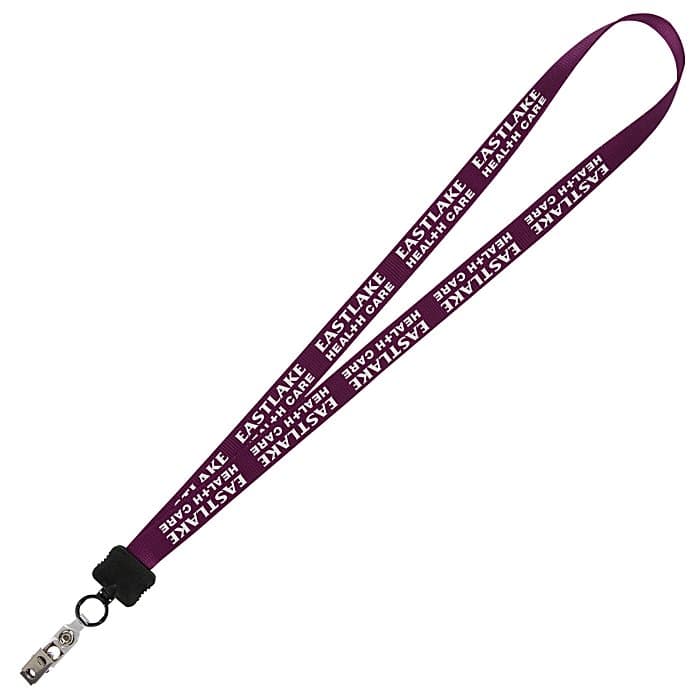 Smooth Nylon Lanyard - 3/4 inches - 32 inches - Snap with Metal Bulldog Clip