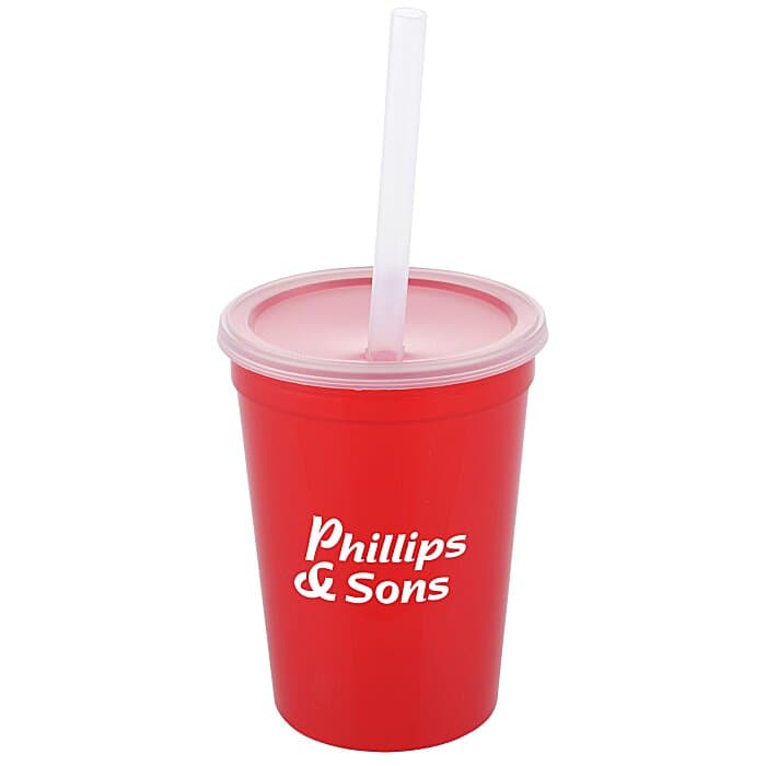 Translucent Stadium Cup with Lid & Straw - 12 oz