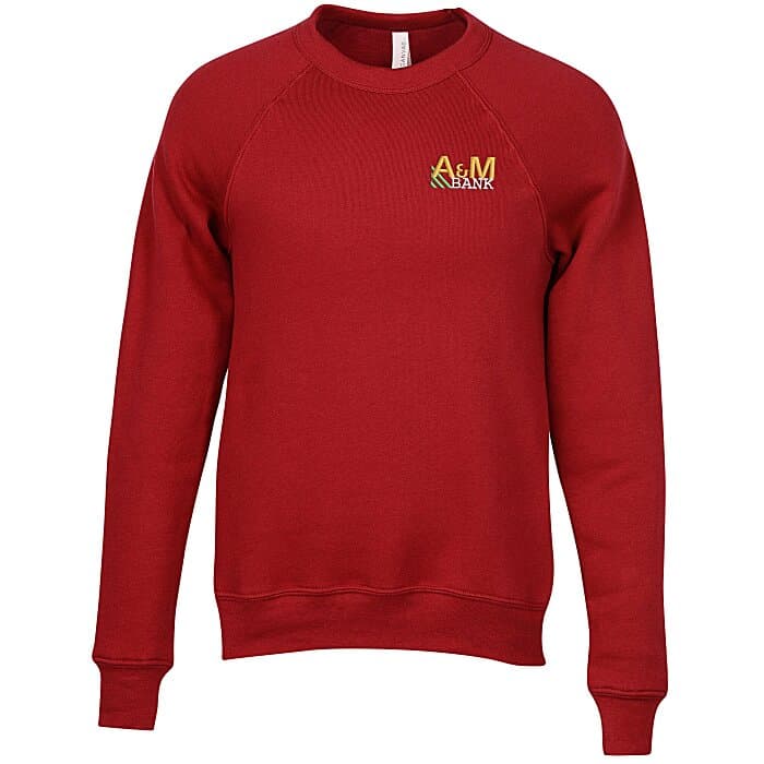 Bella+Canvas Solid Sponge Fleece Raglan Crewneck - Embroidered