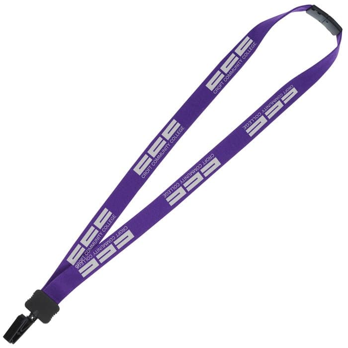 Lanyard with Neck Clasp - 7/8 inches - 32 inches - Plastic Bulldog Clip