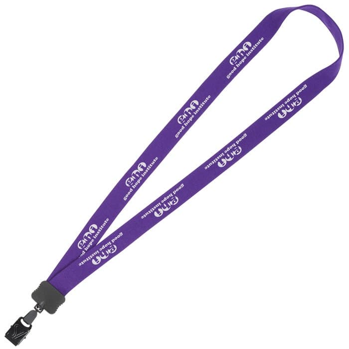 Lanyard - 7/8 inch - 34 inches - Large Metal Bulldog Clip