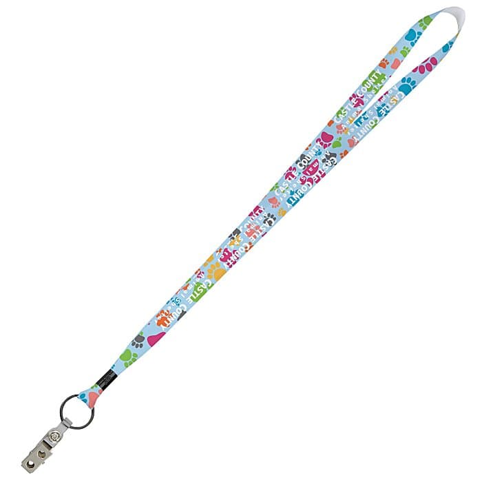 Full Color Ribbon Lanyard - 5/8 inches - 32 inches - Snap with Metal Bulldog Clip