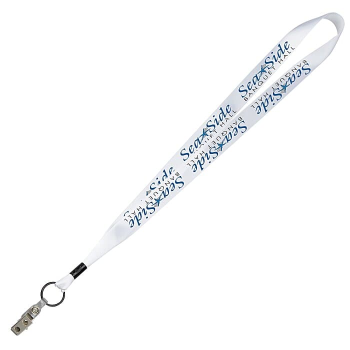 Full Color Ribbon Lanyard - 7/8 inch - 34 inches - Snap with Metal Bulldog Clip