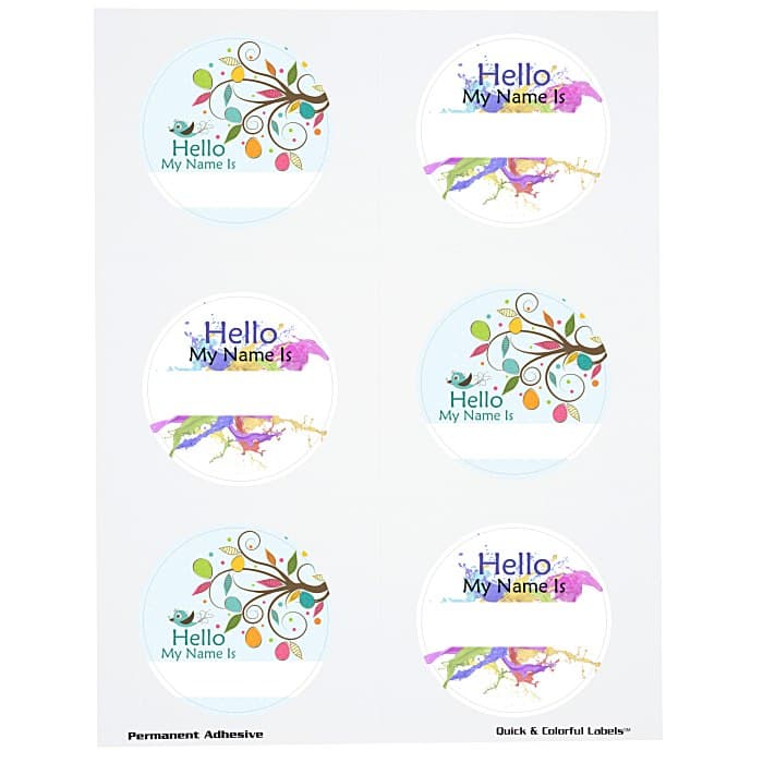 Quick & Colorful Perforated Sheeted Label - Circle 2-3/4 inches