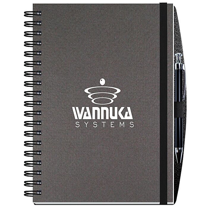 Textured Paperboard Journal with Pen- 10 inches x 7 inches - 100 sheet
