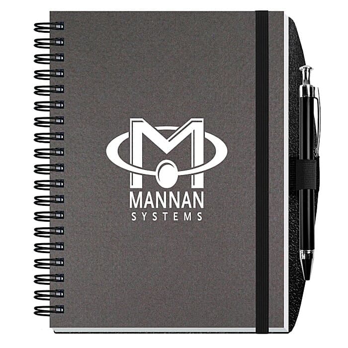 Textured Paperboard Journal with Pen - 7 inches x 5 inches - 50 sheet