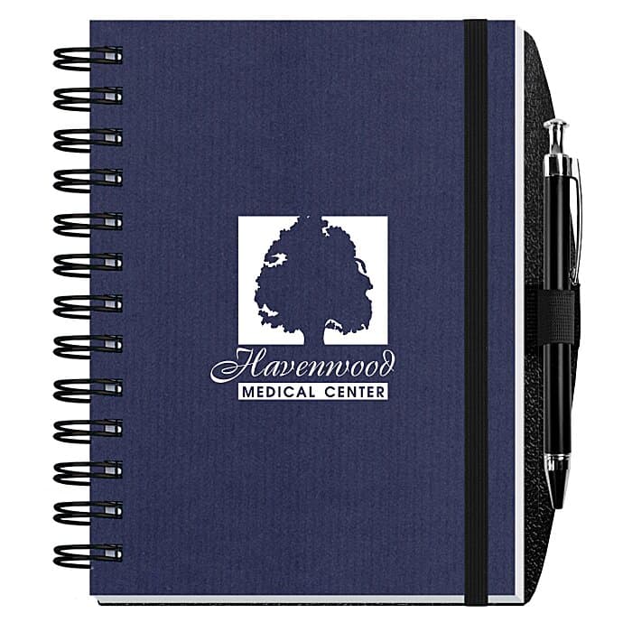 Corded Paperboard Journal with Pen - 7 inches x 5 inches - 100 sheet