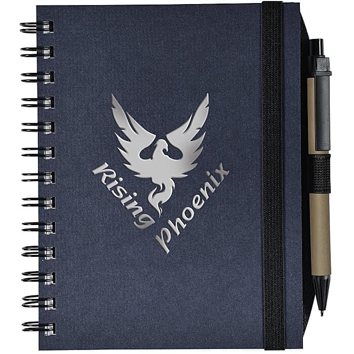 Recycled Spiral Journal with Pen - 7 inches x 5 inches