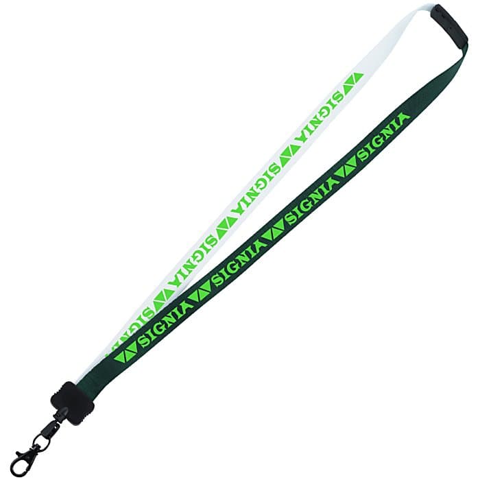 Two-Tone Smooth Nylon Lanyard - 7/8 inches - 34 inches - Metal Lobster Claw