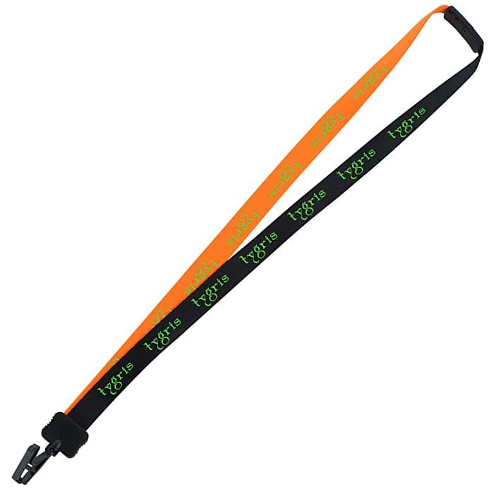 Two-Tone Smooth Nylon Lanyard - 7/8 inches - 34 inches - Plastic Bulldog Clip