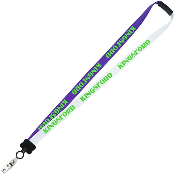 Two-Tone Smooth Nylon Lanyard - 7/8 inches - 34 inches - Snap with Metal Bulldog Clip