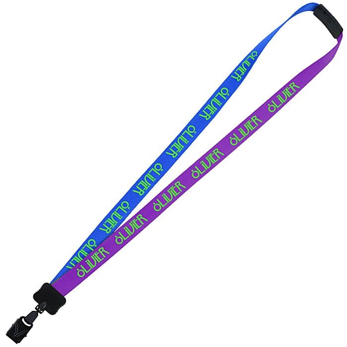 Two-Tone Smooth Nylon Lanyard - 7/8 inches - 34 inches - Large Metal Bulldog Clip