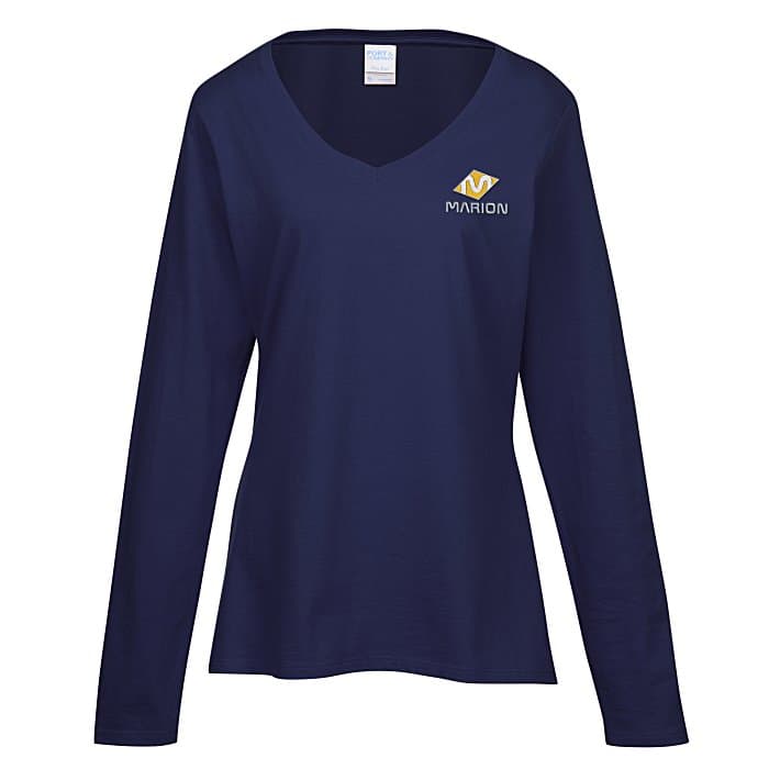 Team Favorite 4.5-oz V-Neck Long Sleeve T-Shirt - Ladies' - Embroidered