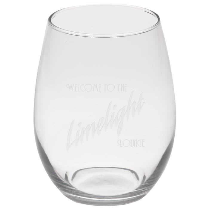 Stemless White Wine Glass - 15 oz - Deep Etch