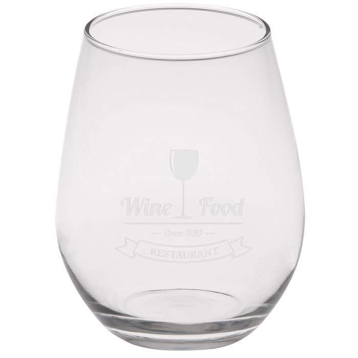 Stemless White Wine Glass - 12 oz - Deep Etch