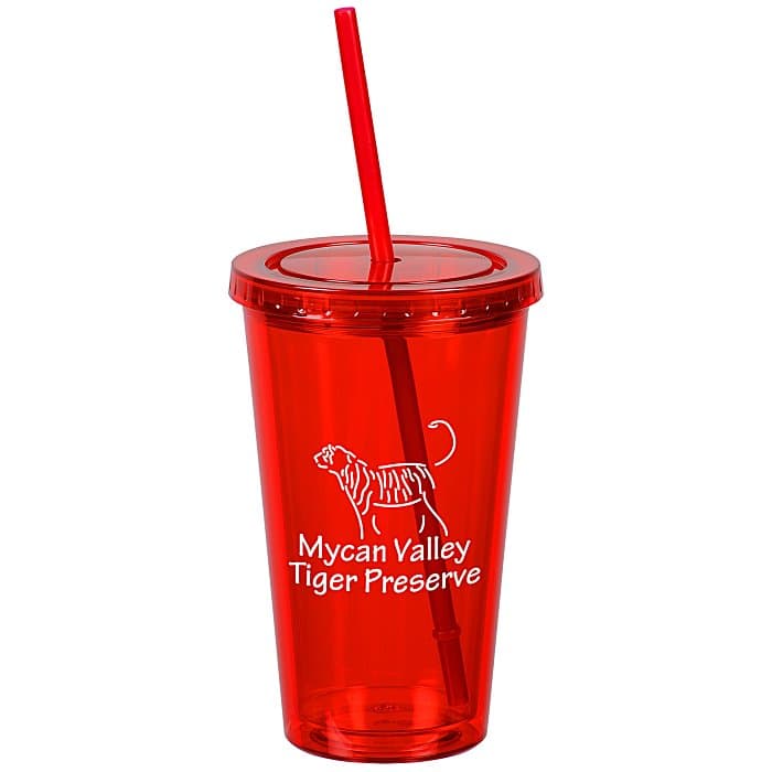 Customized Acrylic Tumbler with Straw - 16 oz