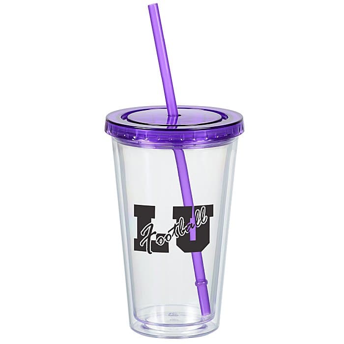Customized Acrylic Tumbler with Straw - 16 oz - Clear