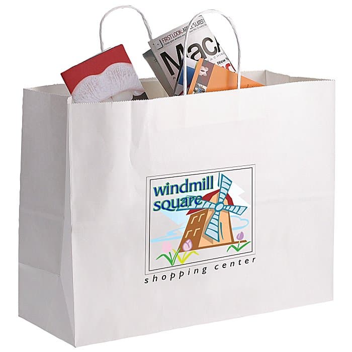 Matte Shopping Bag - 12 inches x 16 inches - White - Full Color
