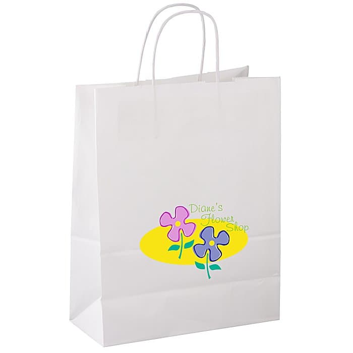 Matte Shopping Bag - 13 inches x 10 inches - White - Full Color