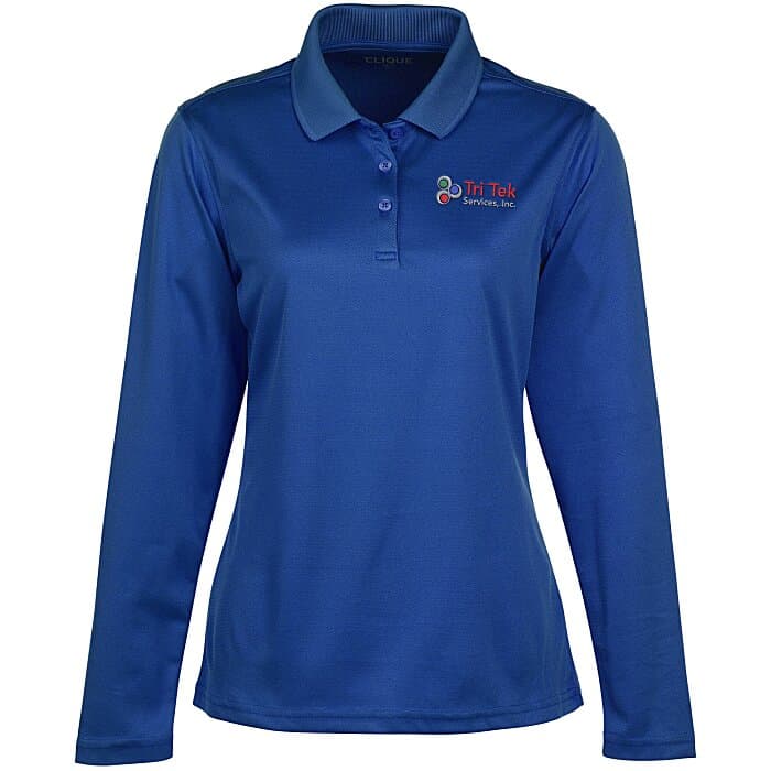Spin Dye Long Sleeve Pique Polo - Ladies' - Embroidered