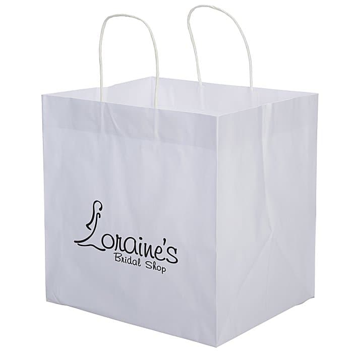 White Kraft Wide Gusset Paper Bag - 12 inches x 12 inches