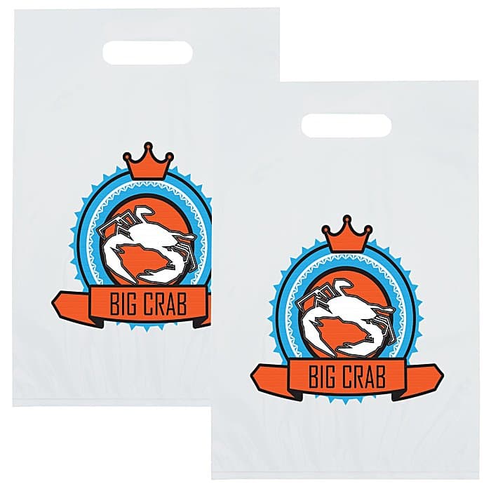 Full Color Die Cut Handle Plastic Bag - 13 inches x 9 inches - 2 Side Imprint