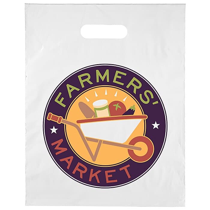Full Color Die Cut Handle Plastic Bag - 15 inches x 12 inches