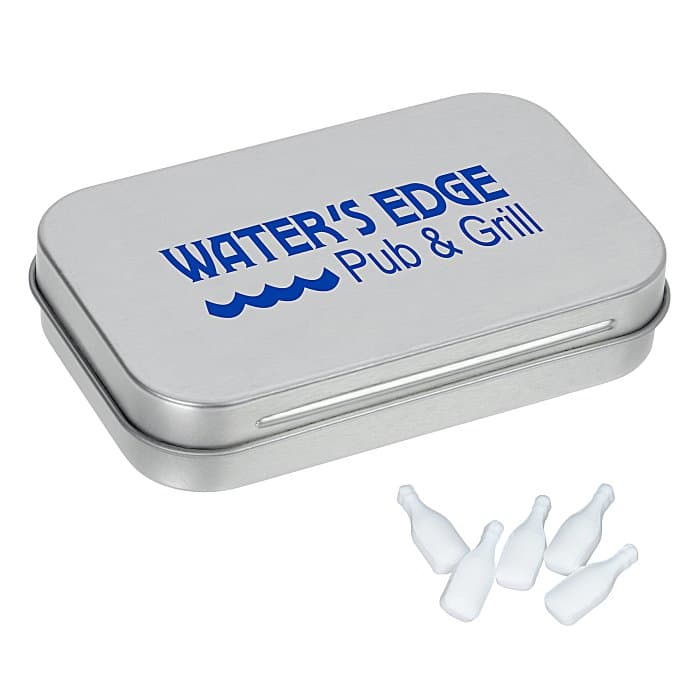 Rectangular Tin with Shaped Mints - Bottle