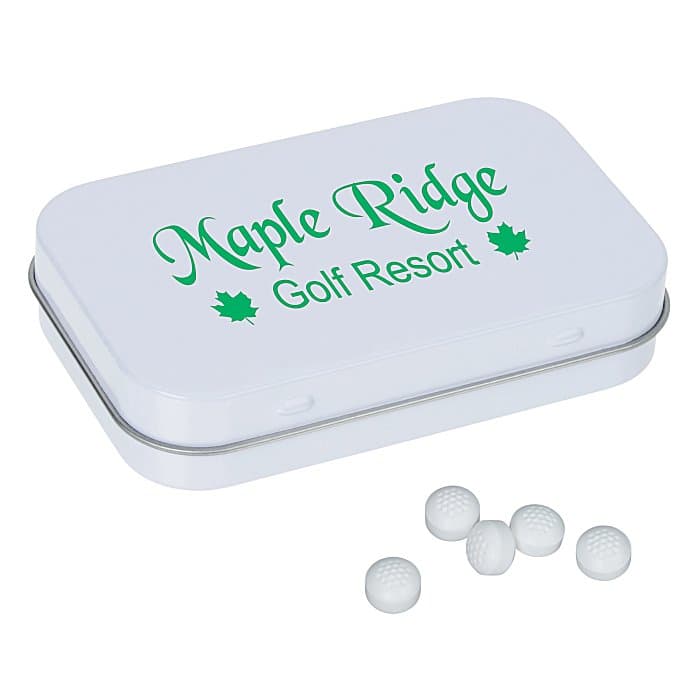 Rectangular Tin with Shaped Mints - Golf Ball